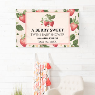 TWINS Berry Sweet Strawberry Baby Shower Banner