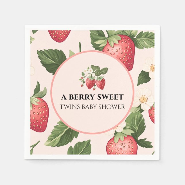 TWINS Berry Sweet Strawberry Baby Shower Napkin (Front)