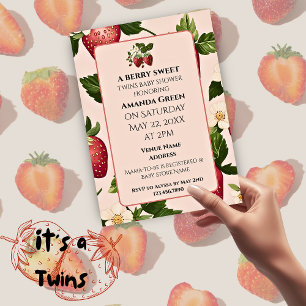 TWINS Berry Sweet Strawberry  Invitation