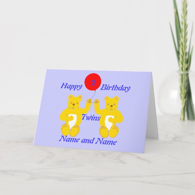 Twins Birthday Boys Card (Front)