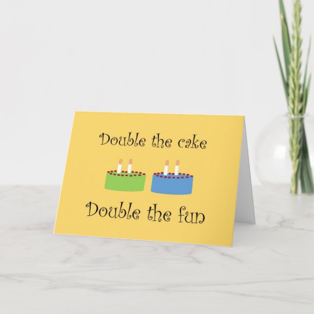 Twins Birthday Cake Greeting Card (Front)
