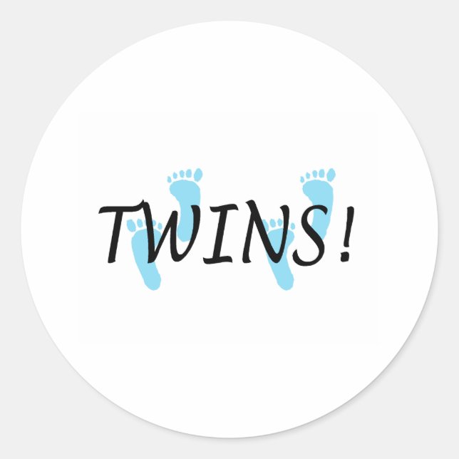 Twins (Blue Footprints) Classic Round Sticker (Front)