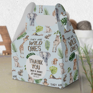 Twins Blue Jungle Animals Themed 1st birthday Favour Box