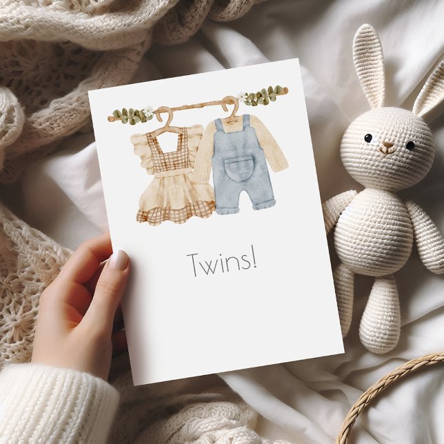 Twins Boho Baby Congratulations Card (Creator Uploaded)