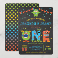Twins boy 1st birthday little monsters party
