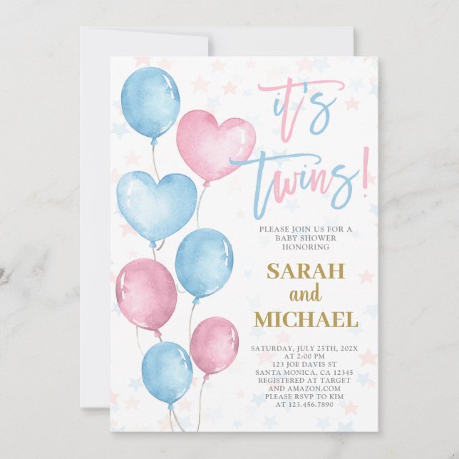 Twins Boy and Girl Baby Shower Invitation (Front)