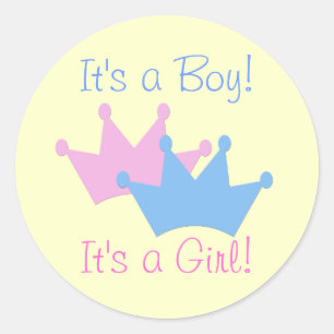 Twins Boy and Girl! Classic Round Sticker
