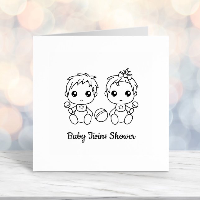 Twins Boy Girl Baby Shower Self-inking Stamp (Creator Uploaded)