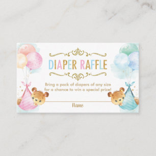 Twins Boy Girl Teddy Bears Diaper Raffle Ticket Enclosure Card