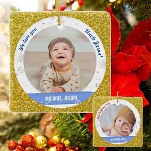Twins Boys Photos Uncle Cute First Christmas Baby Ceramic Ornament