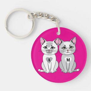 Twins cat key ring