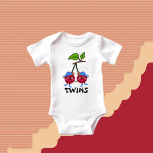 Twins cherries baby bodysuit