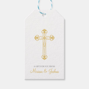 twins CHRISTENING or BAPTISM gold cross favour Gi Gift Tags