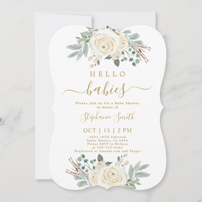 Twins Christmas Baby Shower Invitation (Front)