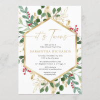 Twins Christmas floral elegant baby shower