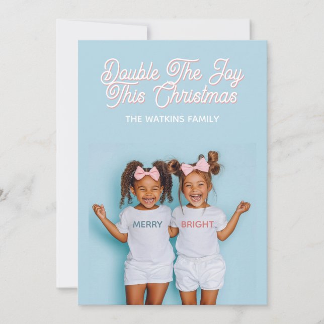 Twins Christmas Greeting Holiday Card (Front)