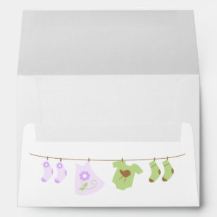 Twins Clothesline Baby Shower Envelopes