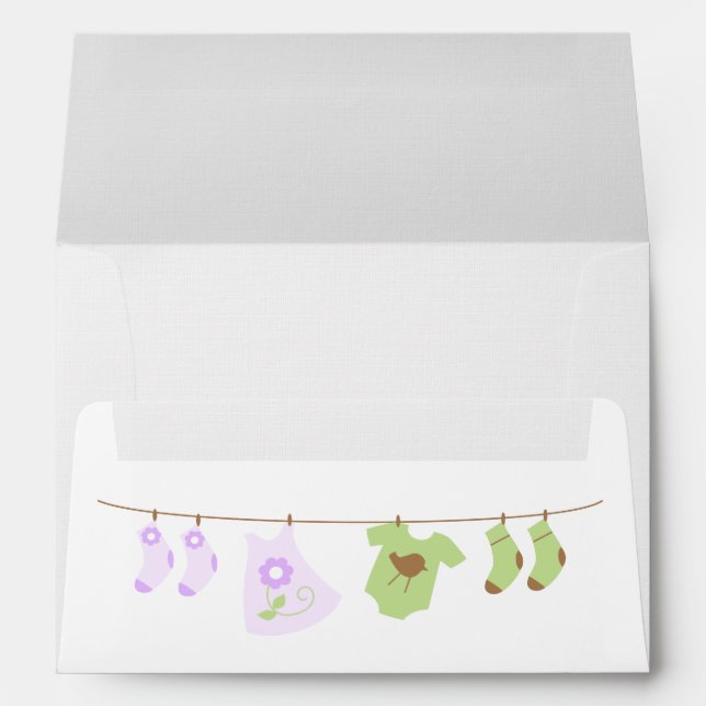 Twins Clothesline Baby Shower Envelopes (Back (Bottom))