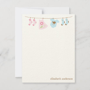Twins Clothesline Custom Flat Thank You Notes