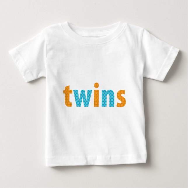 TWINS COLLECTION - boys {orange + aqua} Baby T-Shirt (Front)