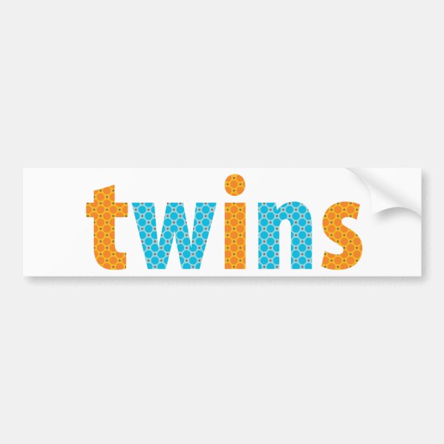TWINS COLLECTION - boys {orange + aqua} Bumper Sticker (Front)