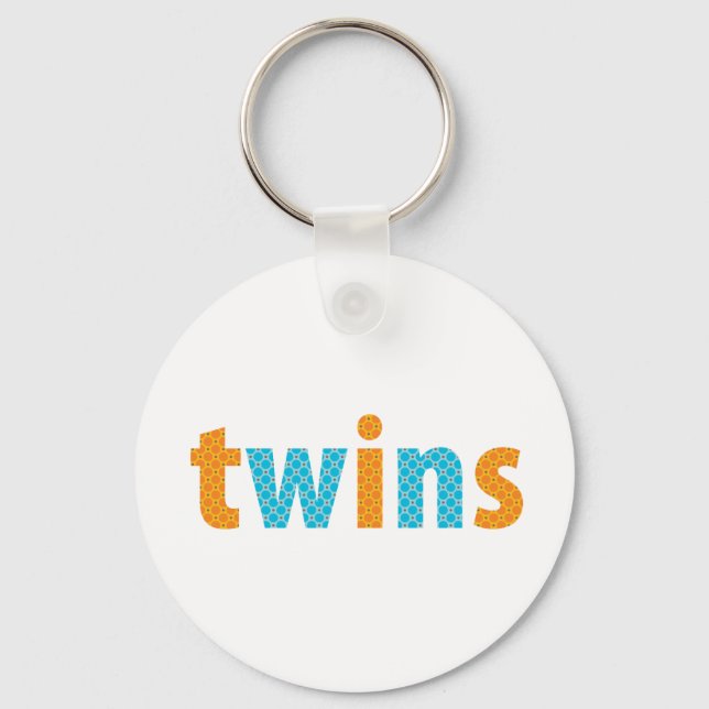 TWINS COLLECTION - boys {orange + aqua} Key Ring (Front)