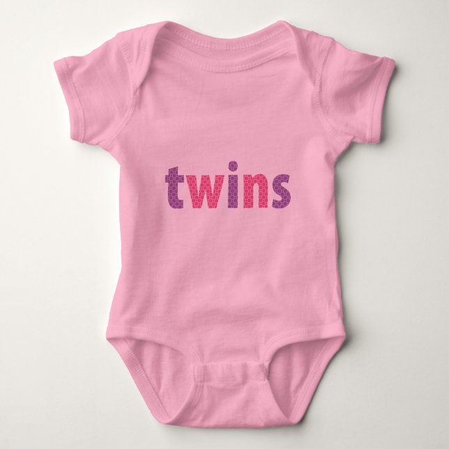 TWINS COLLECTION - girls {violet + pink} Baby Bodysuit (Front)