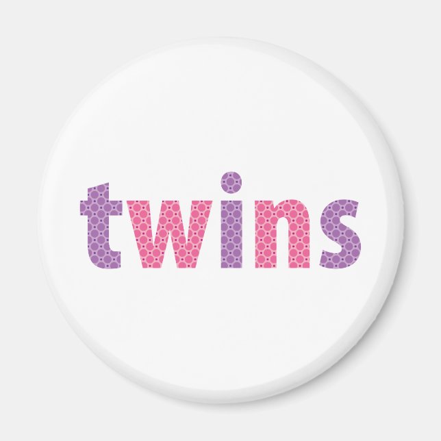 TWINS COLLECTION - girls {violet + pink} Magnet (Front)