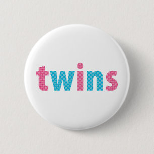 TWINS COLLECTION - mixed {aqua + pink} 6 Cm Round Badge