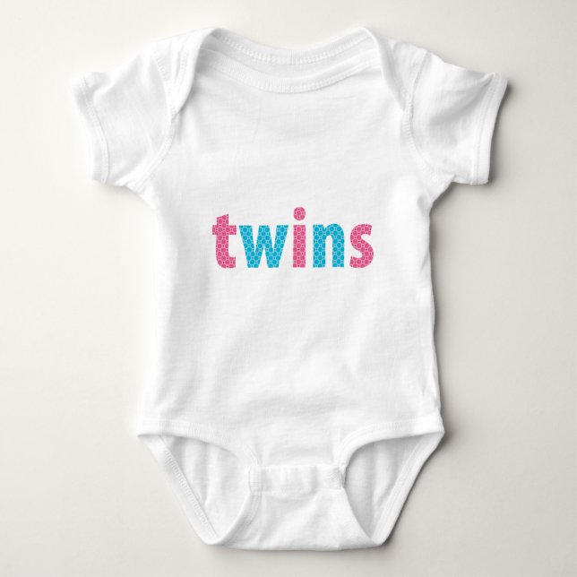 TWINS COLLECTION - mixed {aqua + pink} Baby Bodysuit (Front)
