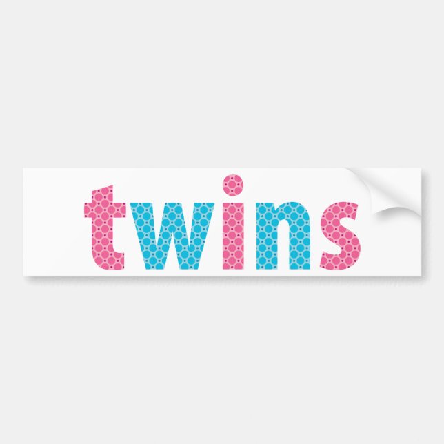 TWINS COLLECTION - mixed {aqua + pink} Bumper Sticker (Front)