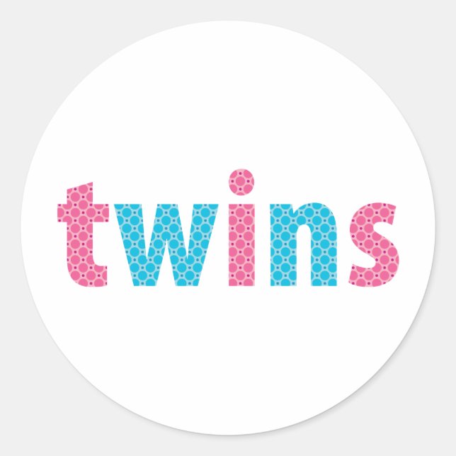 TWINS COLLECTION - mixed {aqua + pink} Classic Round Sticker (Front)