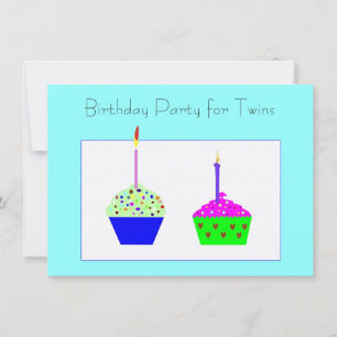 Twins Cupcake Birthday Invitation