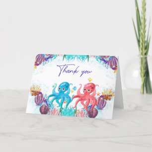 Twins Cute Ocean baby Octopus colourful  Thank You