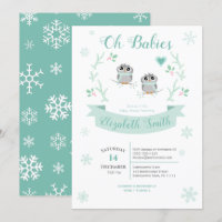 Twins Cute owls gender neutral winter babyshower