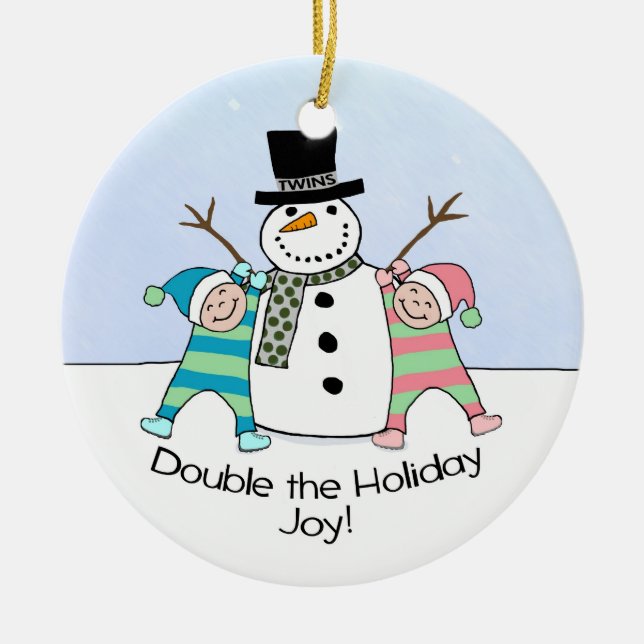 TWINS: Double the Holiday Joy! Ceramic Tree Decoration (Front)