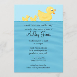 Twins Duck Baby Shower Invitation