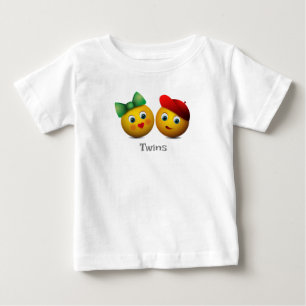 Twins Emoji's Love Hearts Baby T-Shirt