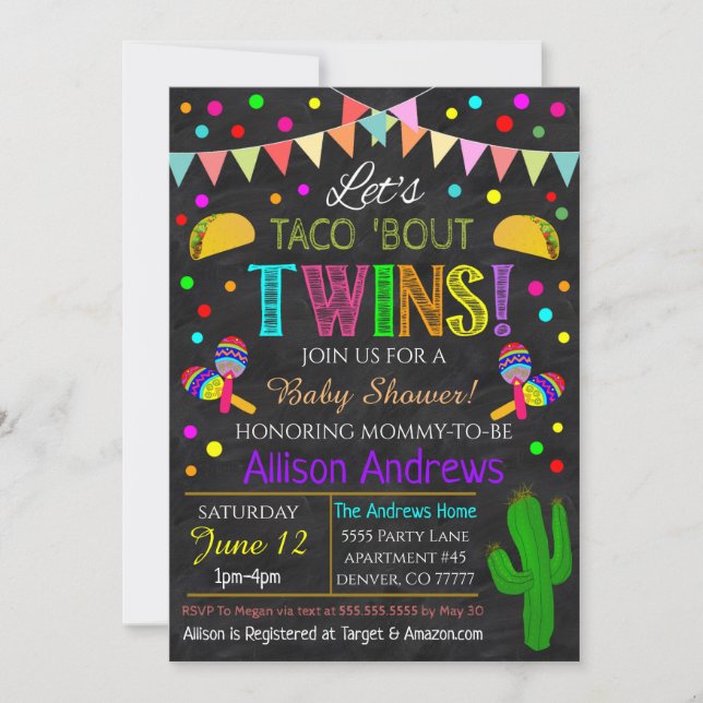Twins Fiesta Baby Shower Invitation (Front)
