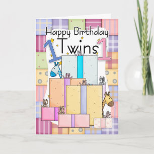 Twins First Birthday Card - Gifts