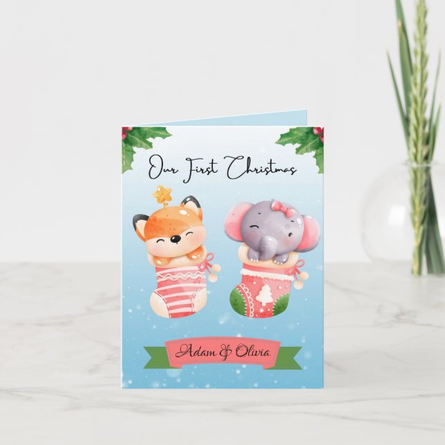 Twins first Christmas Holiday Card (Front)