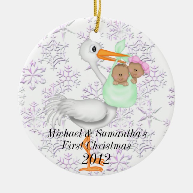 Twins First Christmas Ornament (Front)