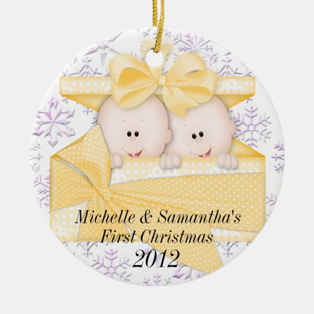 Twins First Christmas Ornament (Front)