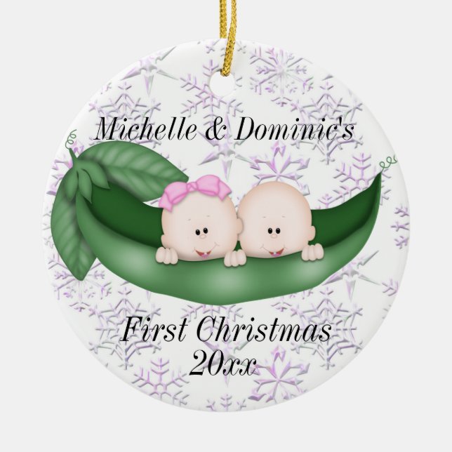 Twins First Christmas Ornament (Front)
