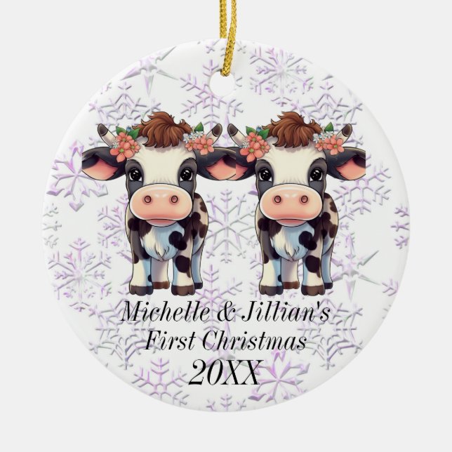 Twins First Christmas Ornament (Front)