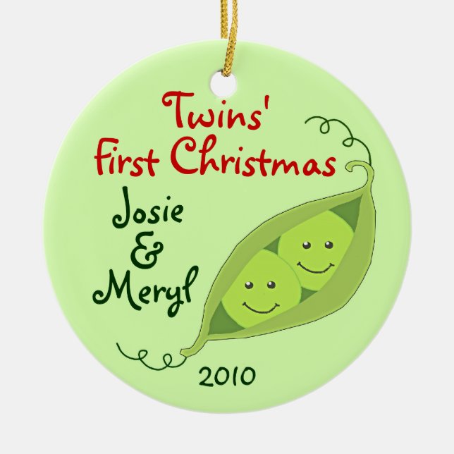 Twins' First Christmas Personalised Ornament (Front)