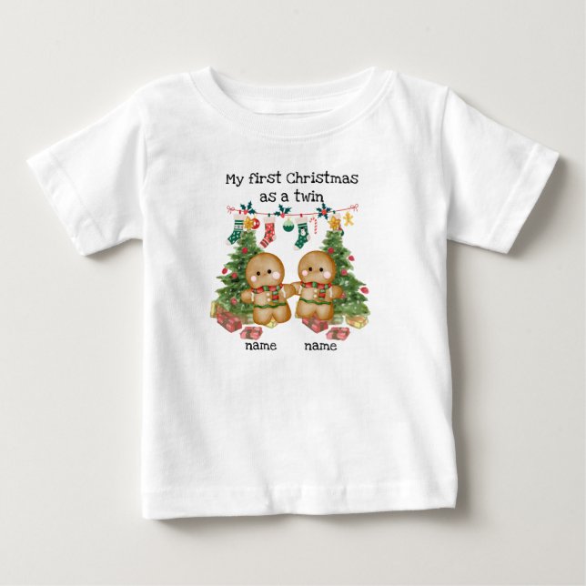Twins first Christmas T-shirt (Front)