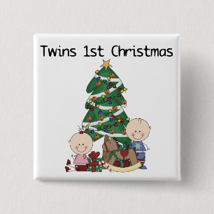Twins First Christmas Tshirts and Gifts 15 Cm Square Badge