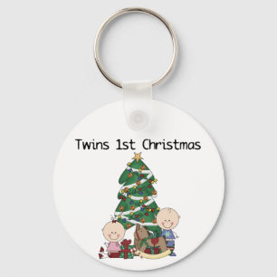 Twins First Christmas Tshirts and Gifts Key Ring