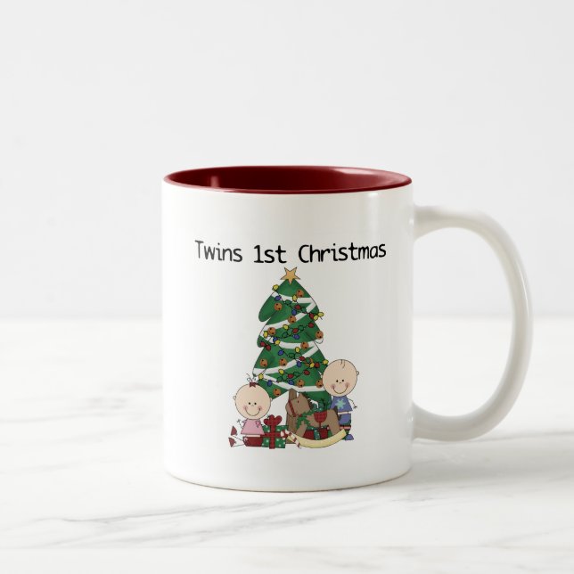 Twins First Christmas Tshirts and Gifts Two-Tone Coffee Mug (Right)